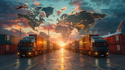 Transportation photography formats using container trucks,airplanes, and container ships.