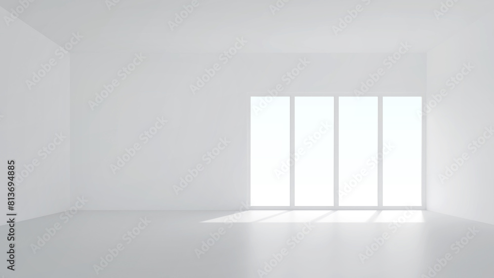 Poster 3d room space background with soft shadow. empty white room space for interior design and decoration