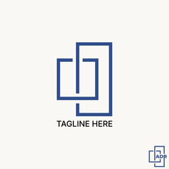 Logo design graphic concept creative vector premium stock abstract unique simple 2 lines square cutting building. Related monogram typography brand