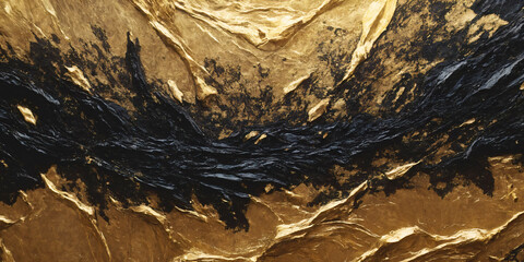 Gold and Black Abstract Brushstrokes
