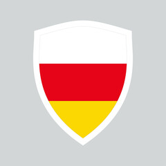 Obraz premium South Ossetia Flag in Shield Shape Frame