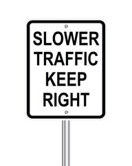 Slower traffic keep right traffic sign