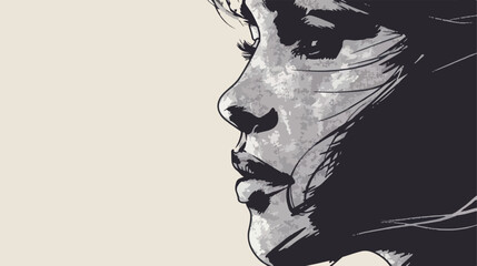 closeup sketch female face silhouette vector illustration