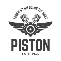Automotive piston workshop logo design modern badge style custom car service engine tune up logo.