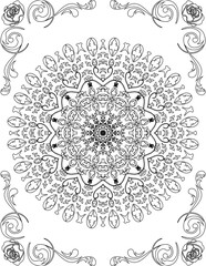 Printable Mandala Coloring Page for Adults. Educational Resources for School for Kids. Adults Coloring Book. Mandala Coloring Activity Worksheet.