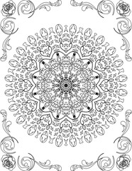 Printable Mandala Coloring Page for Adults. Educational Resources for School for Kids. Adults Coloring Book. Mandala Coloring Activity Worksheet.