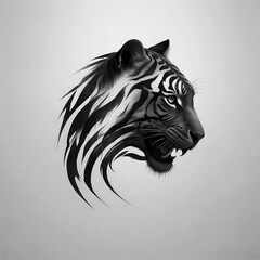 Mystical tiger logo on a white background. Stylized art, wild animals