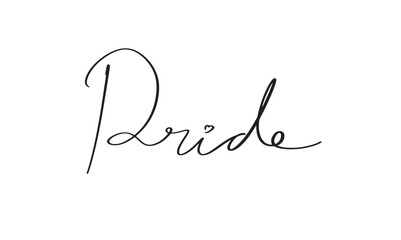 Pride text calligraphy font hand lettering black dark color symbol sign pride gay lesbian homosexuality love community group diversity trangender bisexual 1 june month first vector illustration design