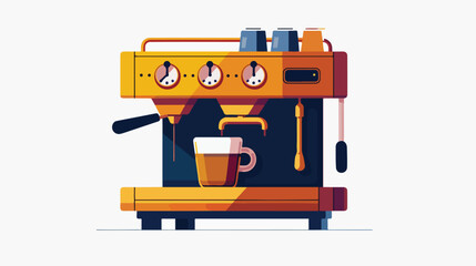 coffee espresso machine side view in realistic colorful