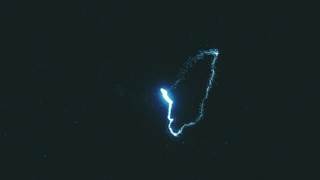 Light Streak Wiggling Animation/ Animation of a shining light streak flying and wiggling in random trajectory inside particles space with parallax effect and camera motion