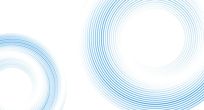 Blue circular spiral lines abstract futuristic tech background. Vector minimal design