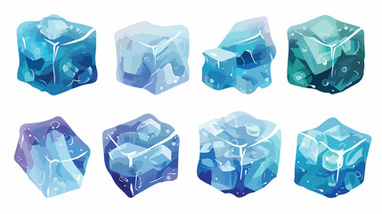 Cold ice cubes of square shape. Frozen solid water cubes