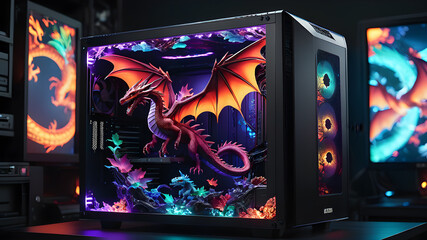 Cool rgb computer case, Generative AI