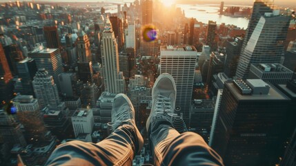 A person is taking a photo of a city from a high place - Powered by Adobe