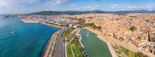 Mallorca view from the top of the cathedral. Palma de Mallorca.
