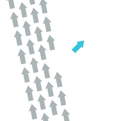 business arrows choose different way from other people to success concept