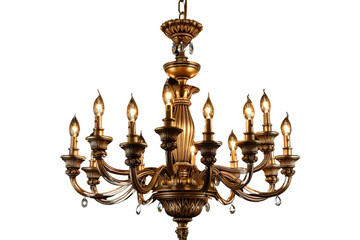 A gold chandelier with nine lights hanging from it