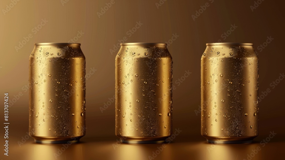 Poster isolated golden empty mockup mock-up with cold condensation for design template realistic 3d modern 