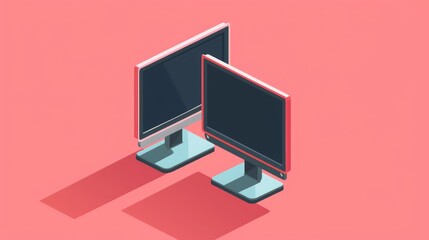 Modern icons of a computer monitor and a flat television