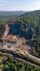 Fototapeta premium aerial view of stone mining on the hill, Banjarbaru