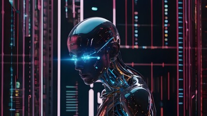  Dark Future of 3D Cyborg Art with Terrifying Robot Heads and Skull Sculptures, Blending Technology and Horror, Depicting Scary Futuristic Women and Human Faces in Black Android Statues.