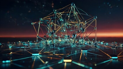 Explore the Future of Connectivity with Network Pattern Technology: A Seamless Vector Illustration for Digital Design, Redefining Connections: A 3D Molecular Structure Illustration, Bridging the Gap: 