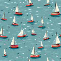 Boat seamless pattern, beautiful modern graphics can be used in a variety of designs.