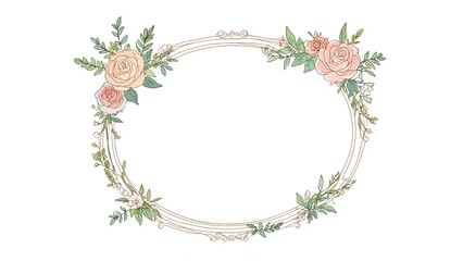 Frame leave and Rose Flower, with White Background