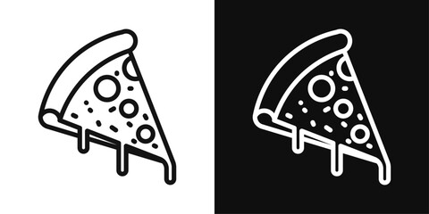 Pizza slice icon set. Symbols of Italian cheese pizza and pepperoni slices.