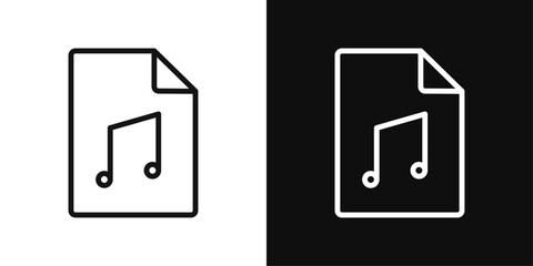 Music file icon set. Audio file symbols, MP3 download icons, and song pictograms.