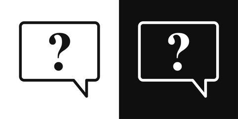 Question icon set. Inquiry speech bubble pictogram. FAQ help mark sign. Question quiz symbol.