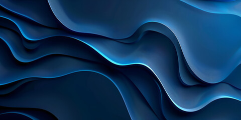3d Blue Patterned Waves With Light And Shadow Wall Decorative Panel Illustration Background

