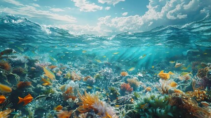 Obraz premium A thought-provoking portrayal of plastic pollution in oceans and its effects on marine life