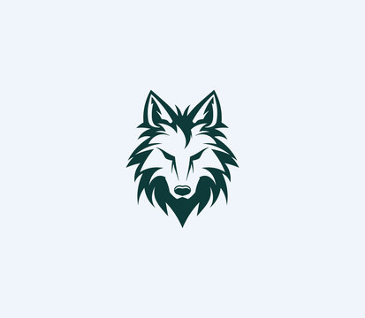 Beautiful Wolf logo template in simple style.