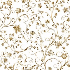 Obraz premium Elegant Golden Floral Pattern on White Background for Luxury Design