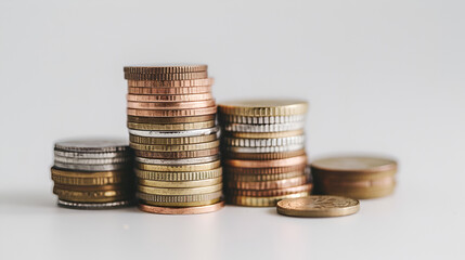 Coin stacks on a white background