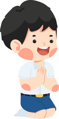 Fototapeta premium student boy Praying Sitting on the Floor