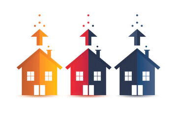 Fototapeta premium Real Estate Market Trends: Simplified House Icons with Directional Arrows