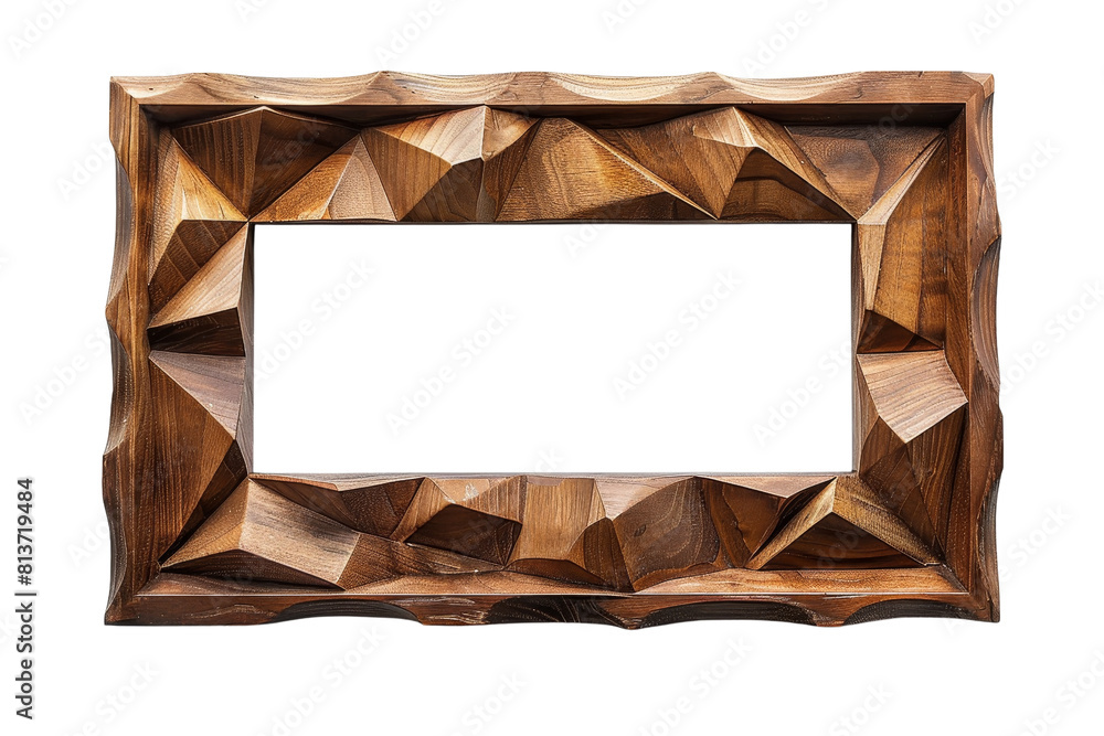 Aufkleber a wooden frame with a triangle shape. the frame is brown and has a natural texture. the frame is emp