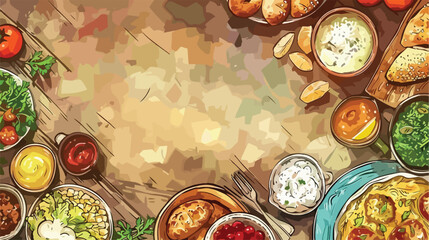 Colored horizontal background with delicious tradition