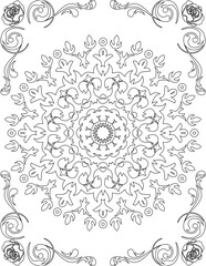 Printable Mandala Coloring Page for Adults. Educational Resources for School for Kids. Adults Coloring Book. Mandala Coloring Activity Worksheet.
