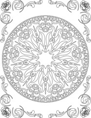 Printable Mandala Coloring Page for Adults. Educational Resources for School for Kids. Adults Coloring Book. Mandala Coloring Activity Worksheet.