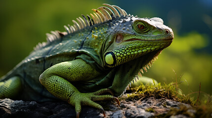 Obraz premium green iguana on a branch