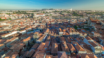 Cathedral of Porto - view from Clerigos Tower in Porto timelapse, Portugal