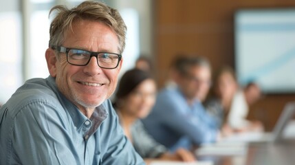 Smiling Professional at Business Meeting