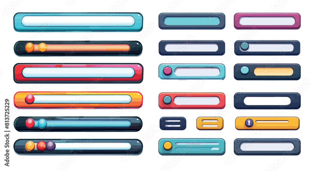 Poster icon set. address search field, interface bar navigation, tab text boxes, mobile bar page elements m