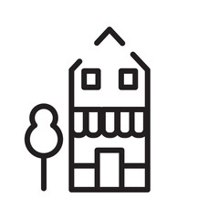 Shops Store Town Line Icon