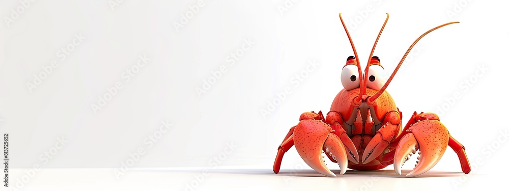 Wall mural cartoon lobster on a white background. selective focus