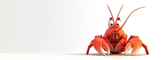 cartoon lobster on a white background. Selective focus