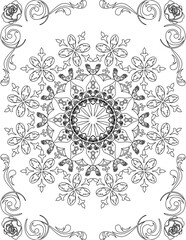 Printable Mandala Coloring Page for Adults. Educational Resources for School for Kids. Adults Coloring Book. Mandala Coloring Activity Worksheet.